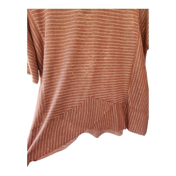 BKE Striped Cut Out Drop Shoulder Knit Top Old Rose Cream Small Boho Western - Picture 8 of 10